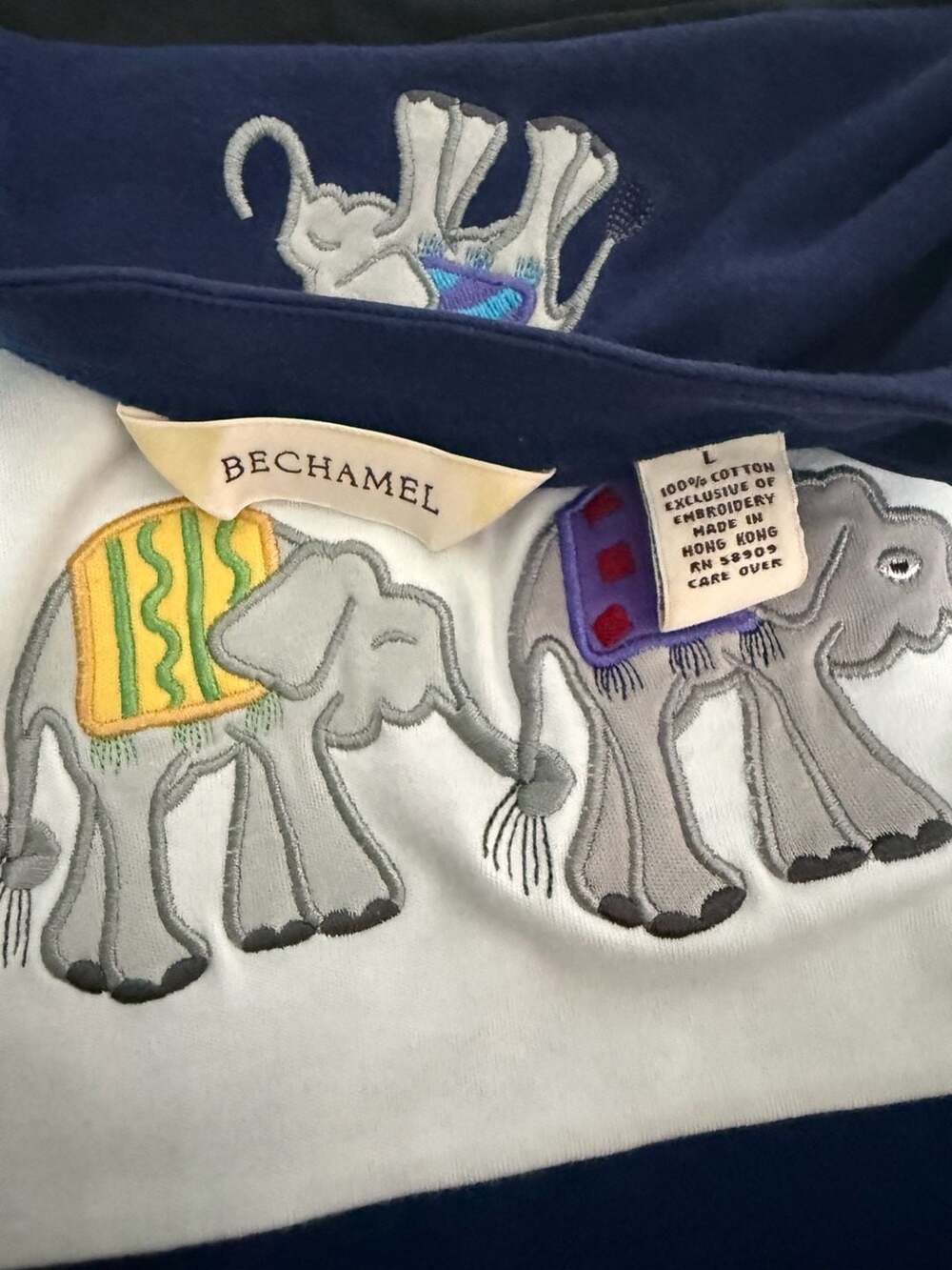 Bechamel Elephant Embroidered Striped T-Shirt